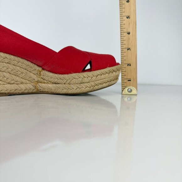 TORY BURCH Filipa Wedges Espadrilles Peep toes Red Size 9 B - Picture 15 of 15